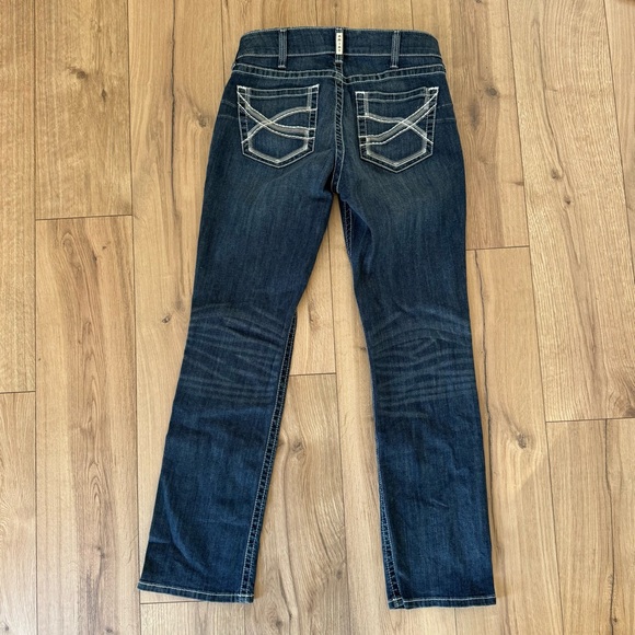 Ariat REAL Dresden Mid Rise Ivy Straight Jeans Dark Blue 31R Western - Picture 4 of 5